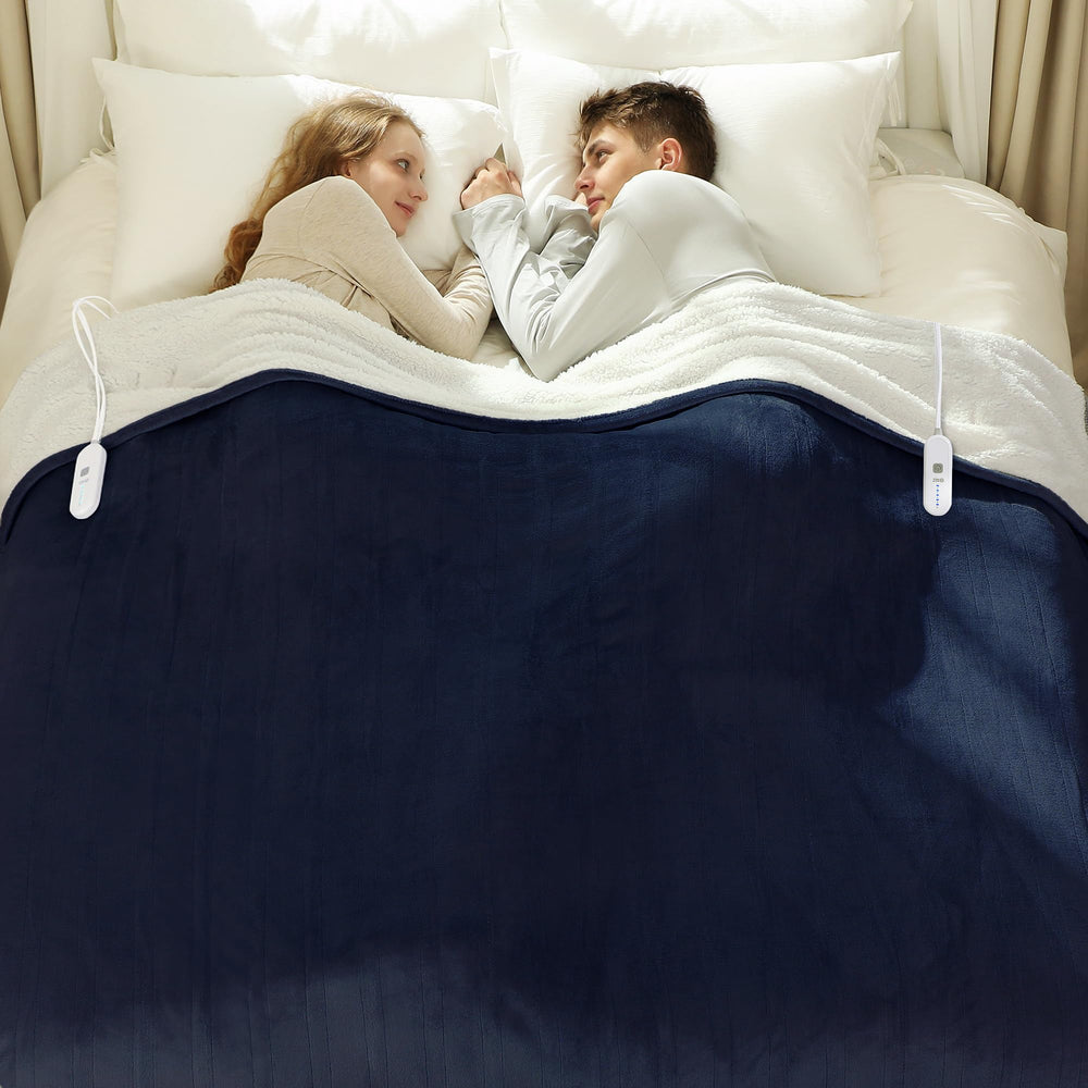 VELLUBAM plaid face avant bleu marine, chaleur uniforme et design élégant