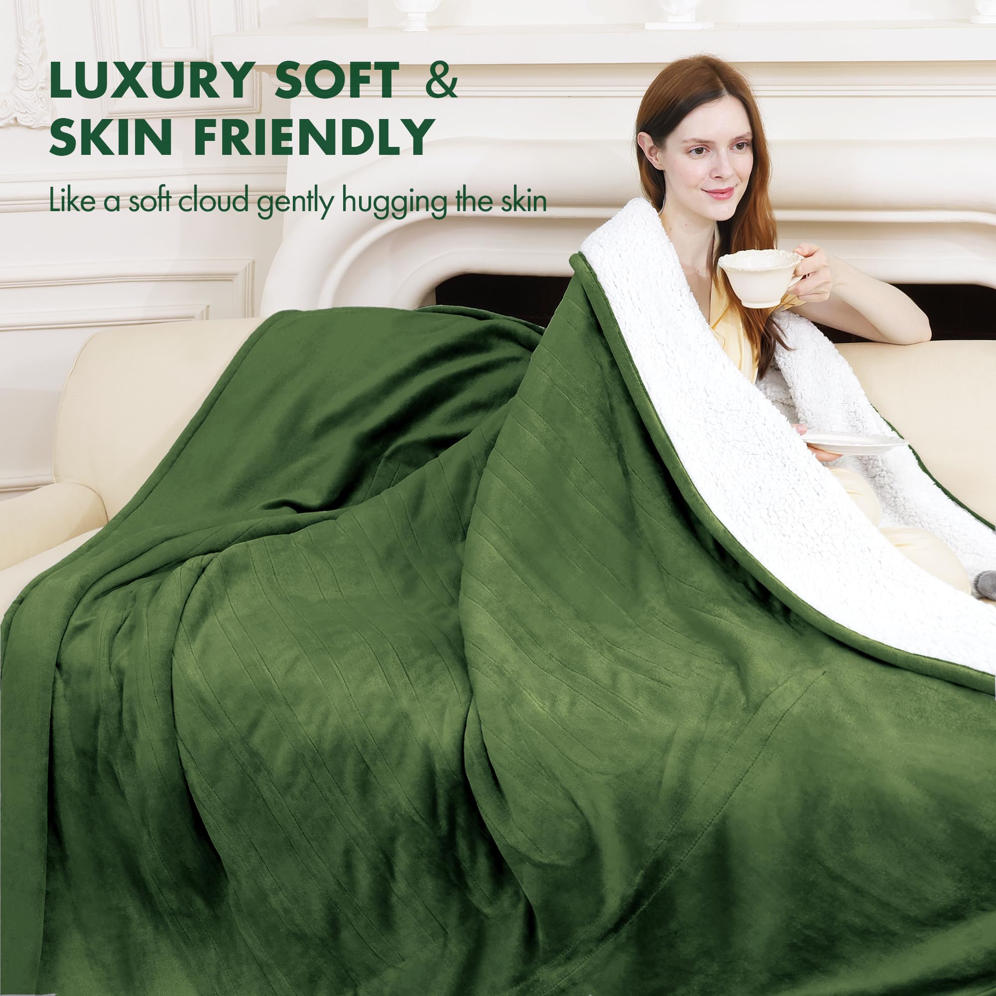 VELLUBAM plaid chauffant utilisé sur canapé pour confort ciblé et relaxation