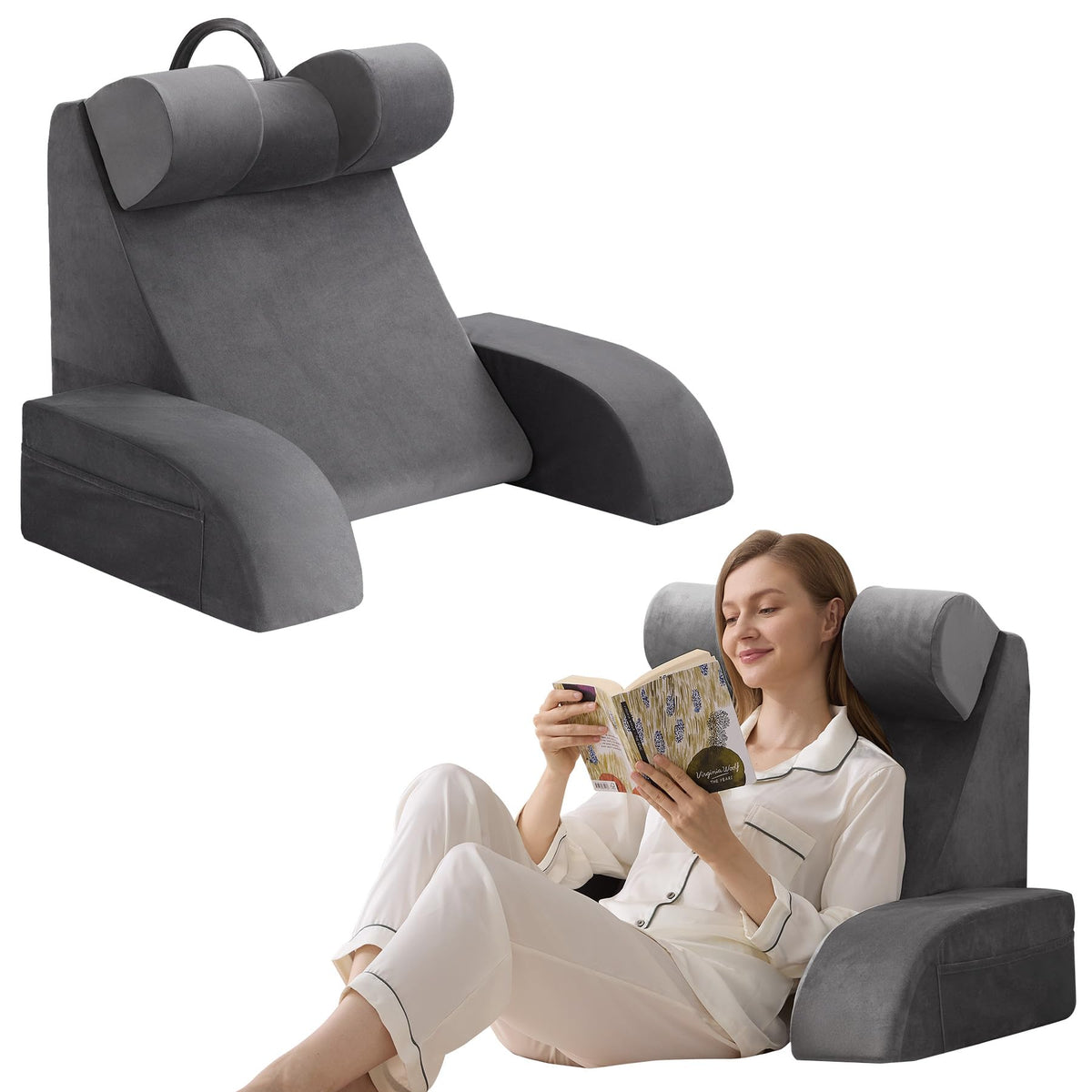 Velorose vue avant du coussin de lecture, maintien dorsal ferme