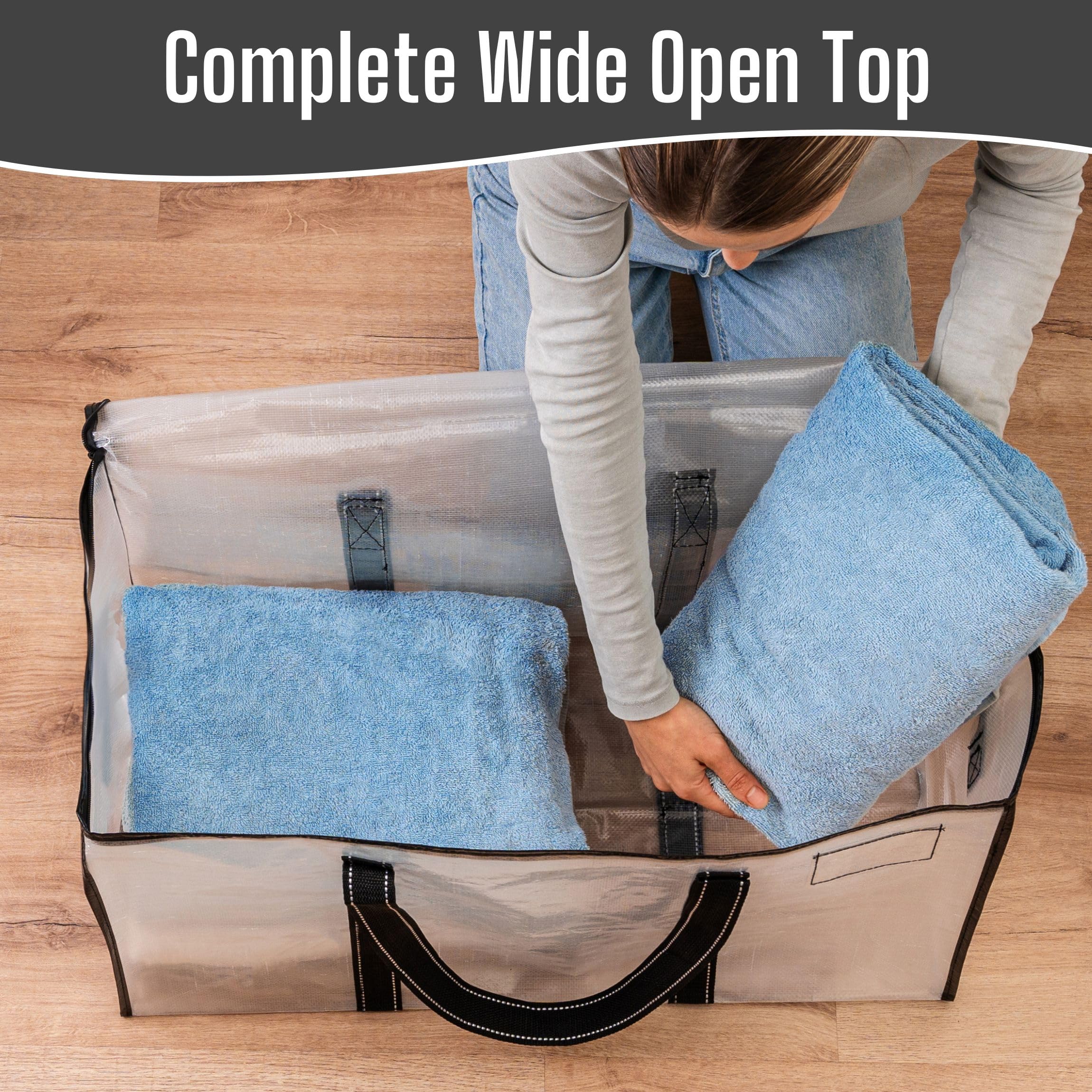 VENO sac glissé sous un lit démontrant gain de place et rangement discret