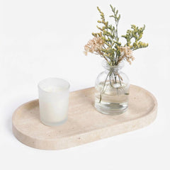 VEROBELL plateau travertin face montrant design compact et élégance