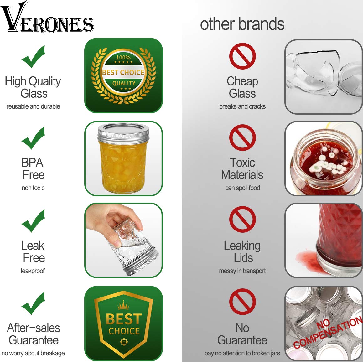 VERONES comparaison de taille dans une main, format 6oz idéal pour portions individuelles