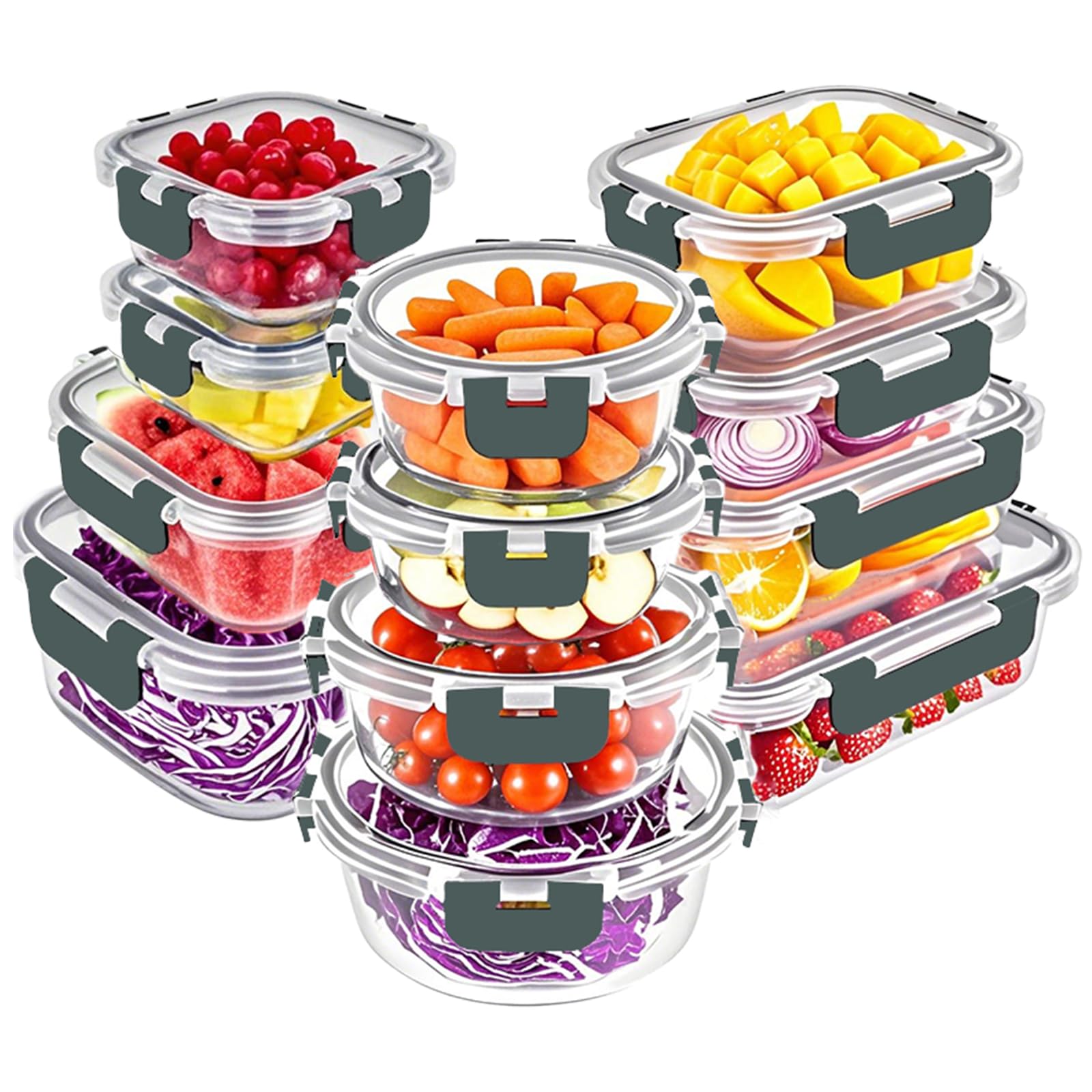 VERONES face avant de l’ensemble montrant les 12 contenants, rangement optimisé