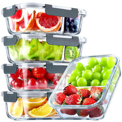 VERONES face avant ensemble 5 boîtes en verre, rangement compact