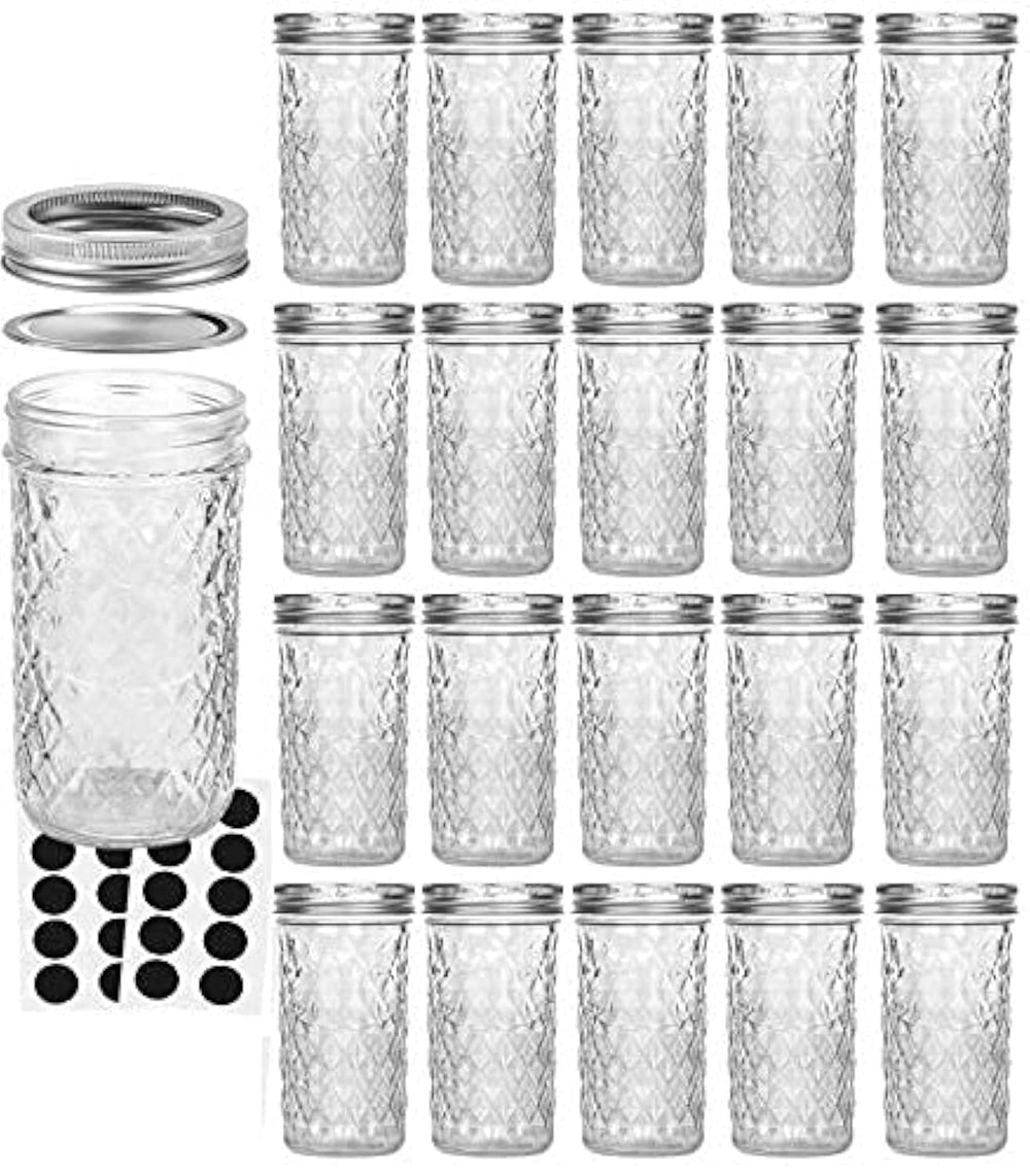 VERONES jarres frontales montrant 12 oz et qualité épaisse pour conservation