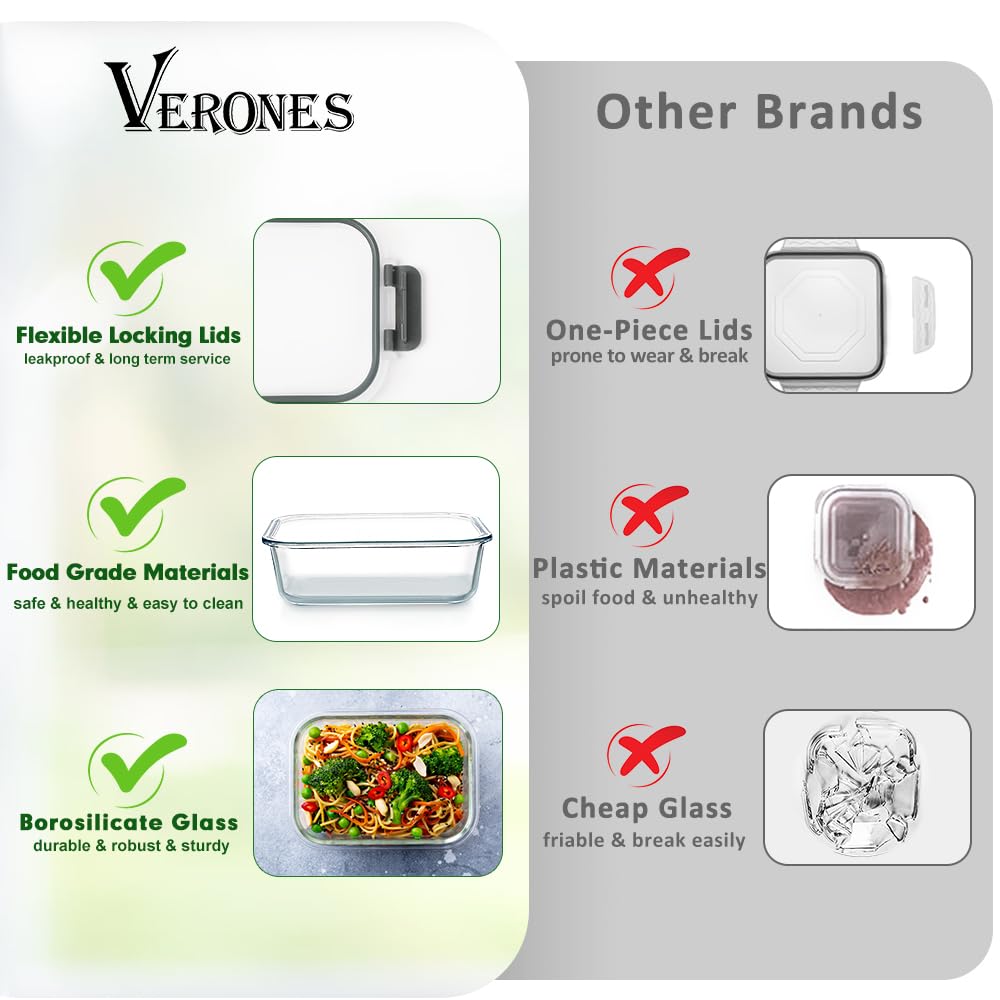 VERONES récipient en verre au four sans couvercle, réchauffage sûr et pratique
