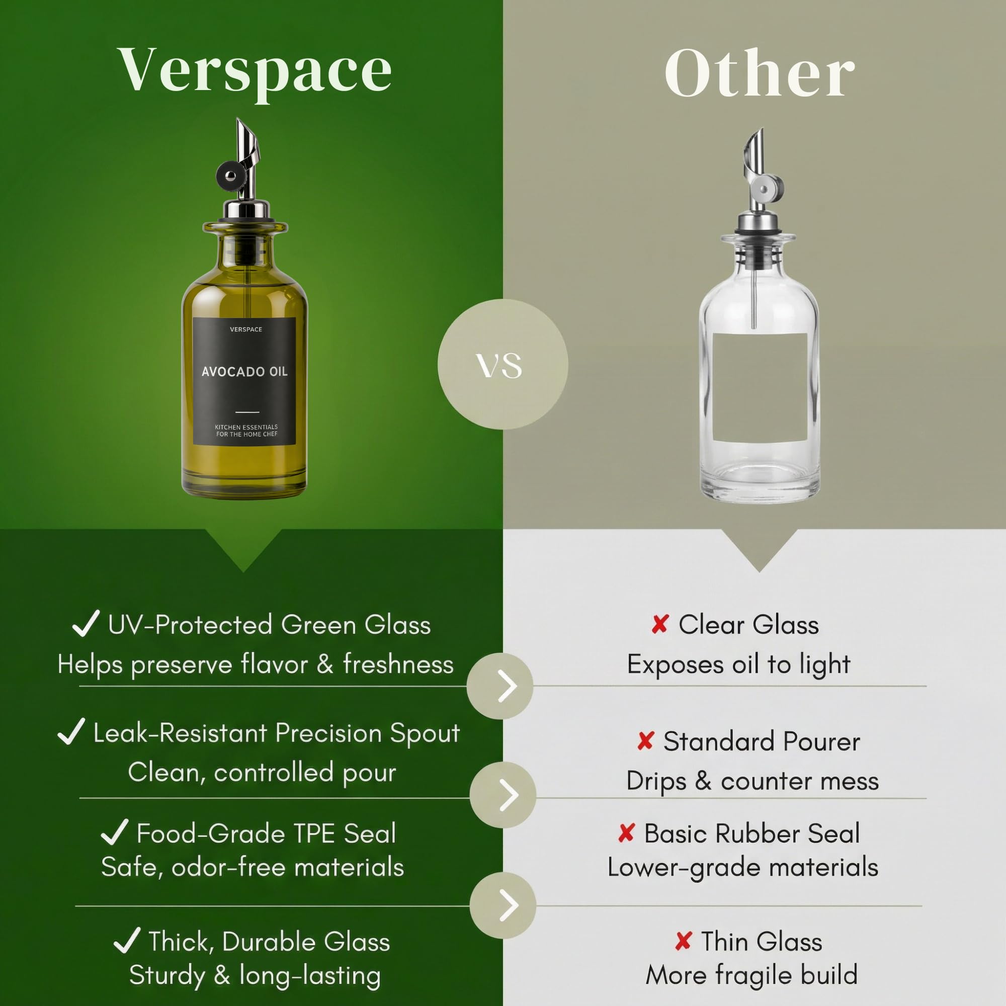 Verspace comparaison tailles 350ml et 500ml montre échelle utile