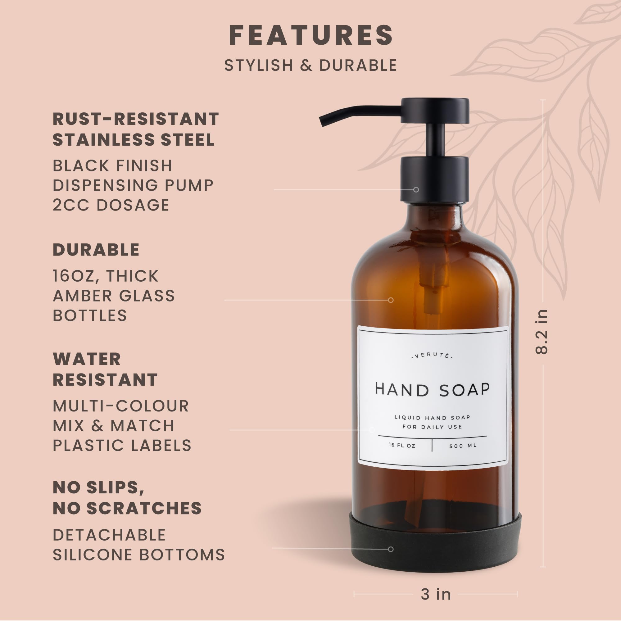 Verute flacons à l'échelle d'une main montre capacité 16 oz