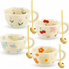 Vesici tasse florale face avant montrant décor coloré et charme esthétique