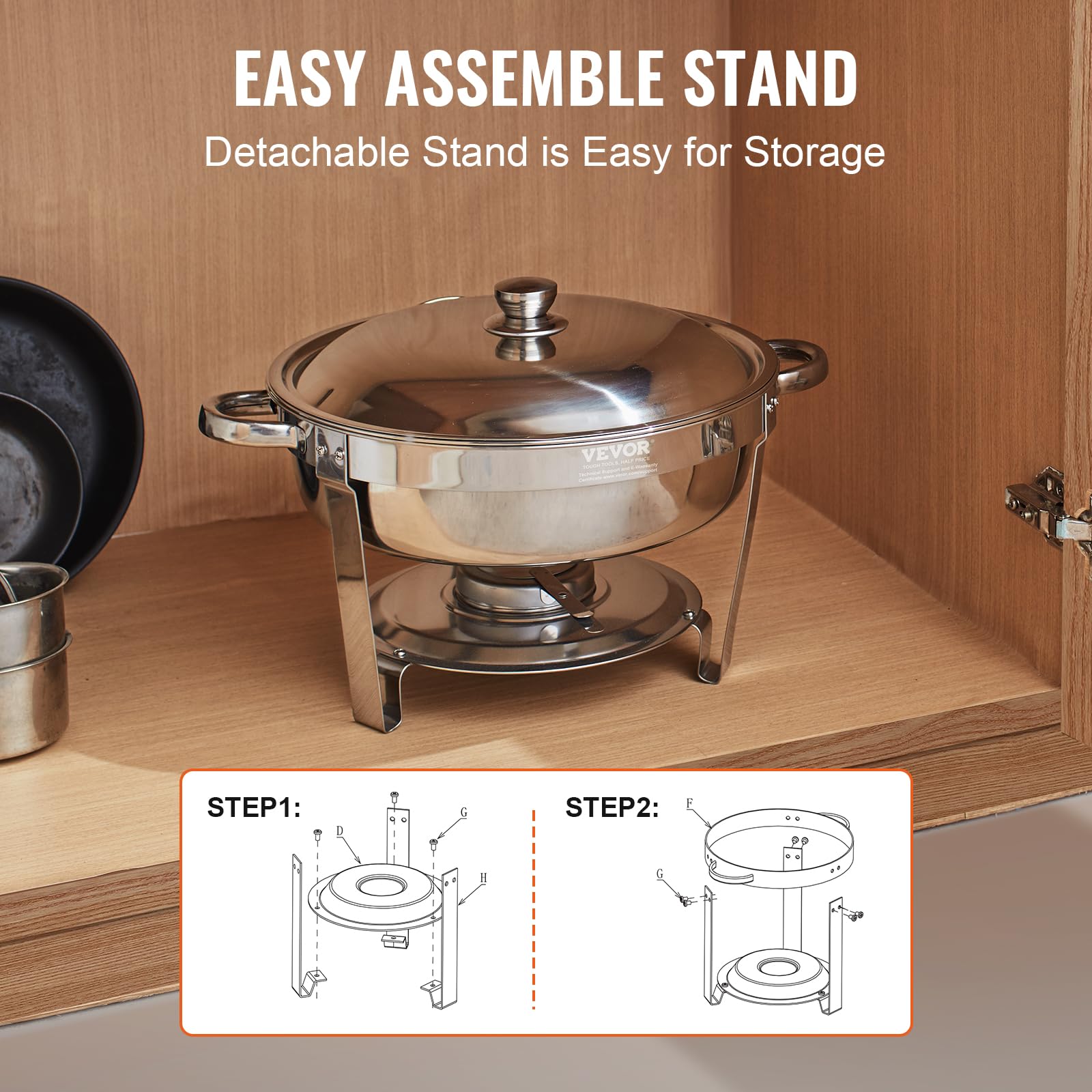VEVOR bac alimentaire 5 QT visible en gros plan pour service collectif