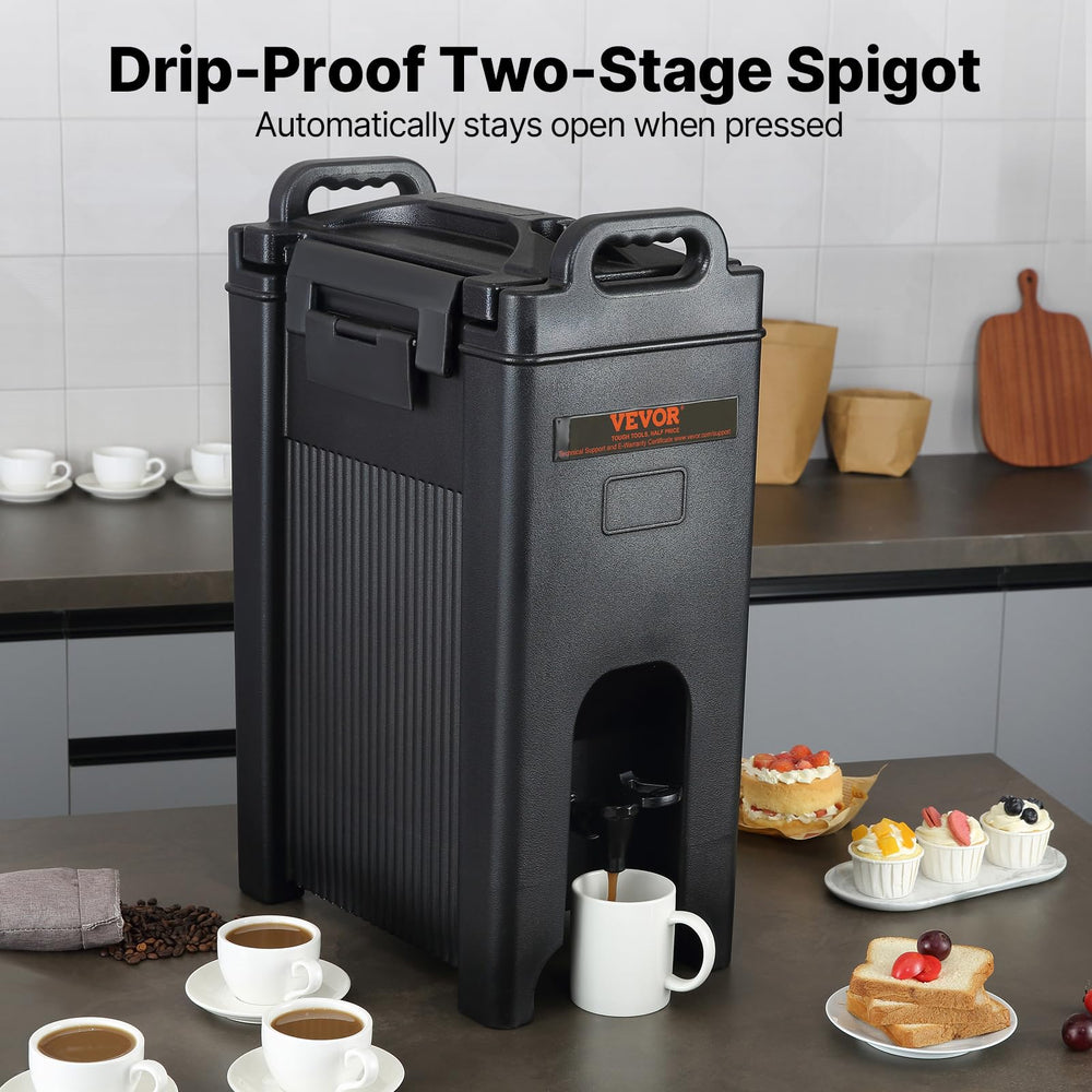 VEVOR vue de côté indiquant la capacité de 18,9 L et format compact