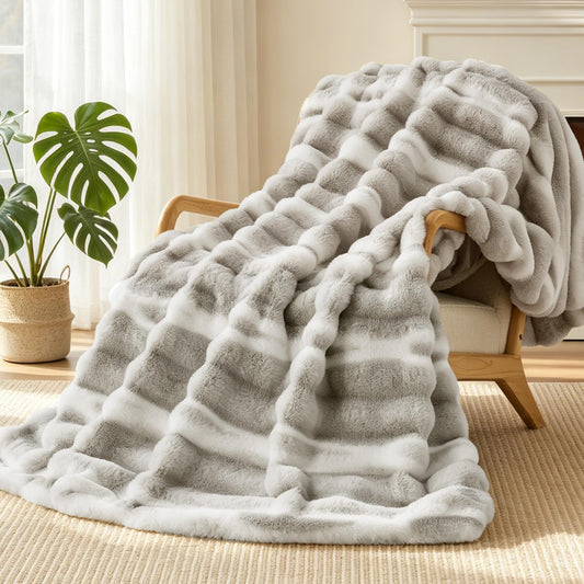 VFROO plaid empaqueté face visible, design gris élégant et cadeau prêt
