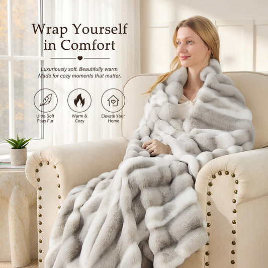 VFROO gros plan fourrure imitation lapin, tactile ultra-doux pour confort