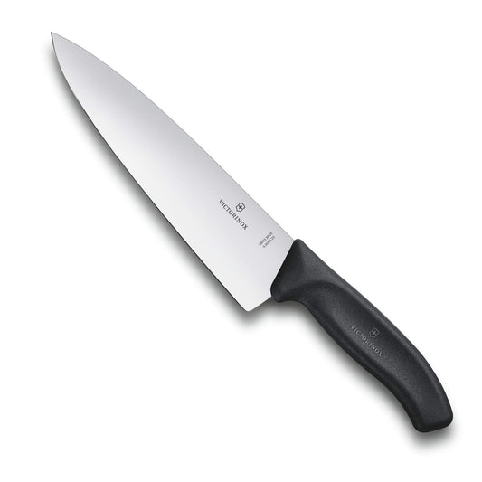 Victorinox couteau de chef face montrant la lame droite et polyvalence de coupe