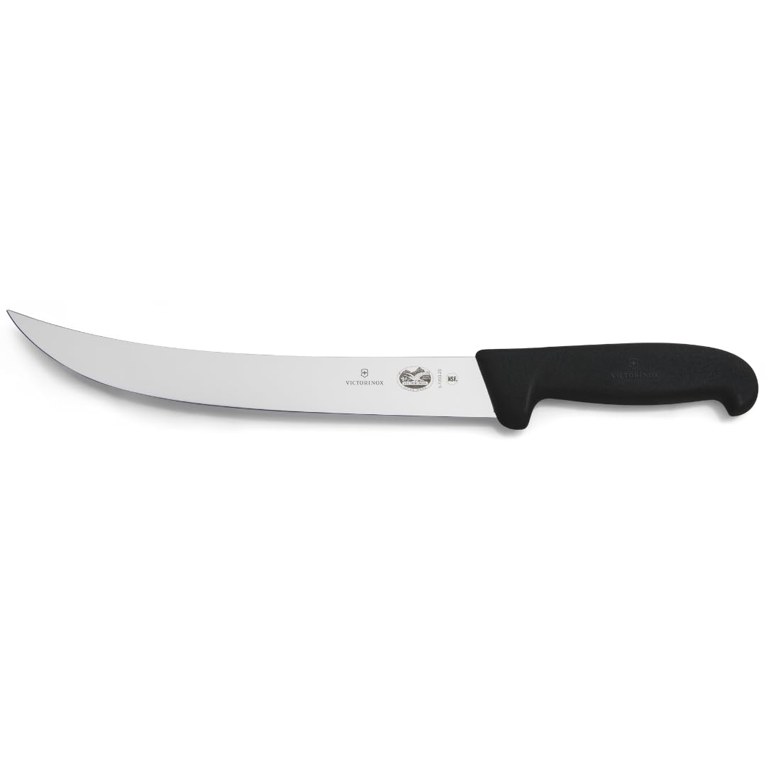 Victorinox Fibrox vue face avant du couteau avec manche noir, ergonomie assurée
