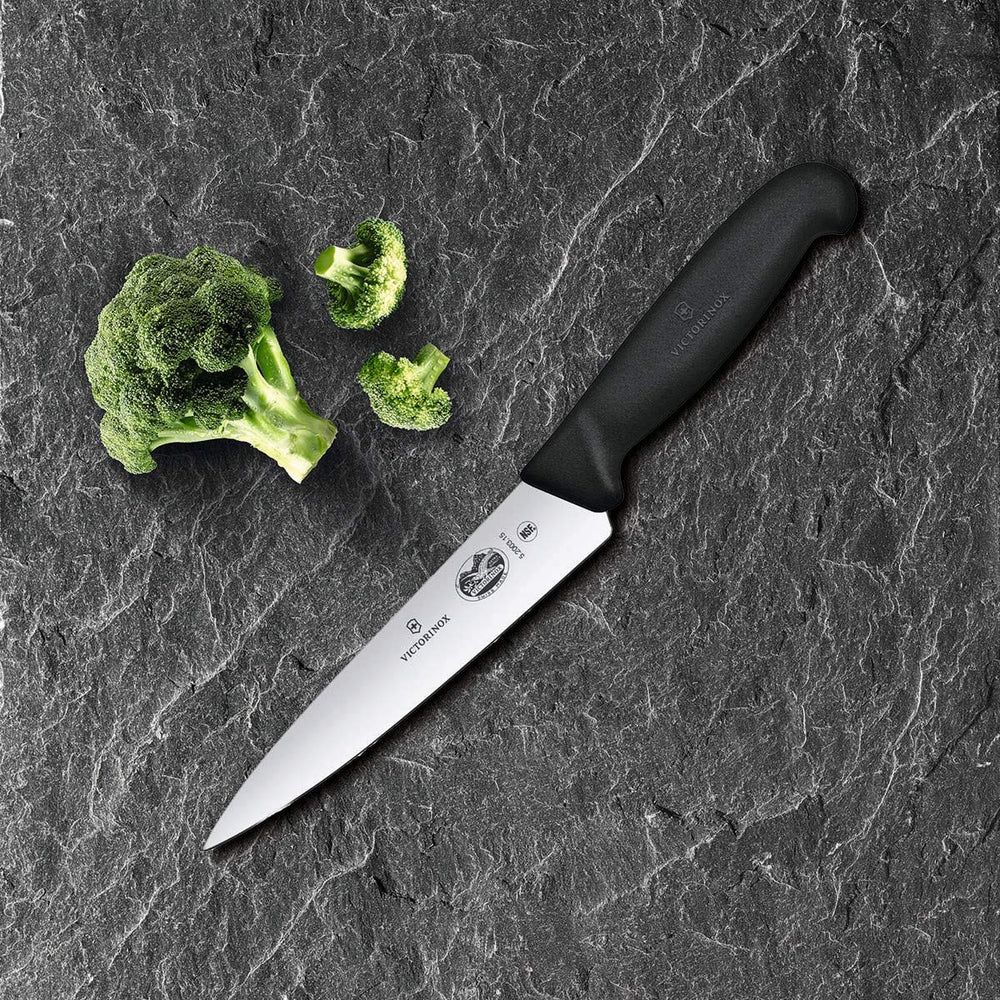 Victorinox Fibrox manche en TPE gros plan offrant une prise antidérapante