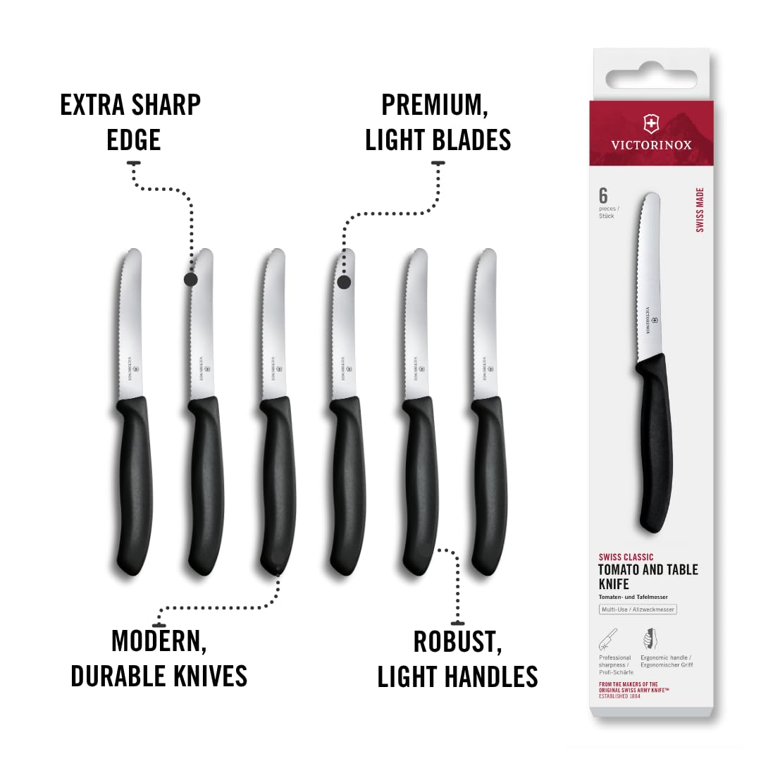 Victorinox couteau en usage tranchant une tomate pour tranches parfaites