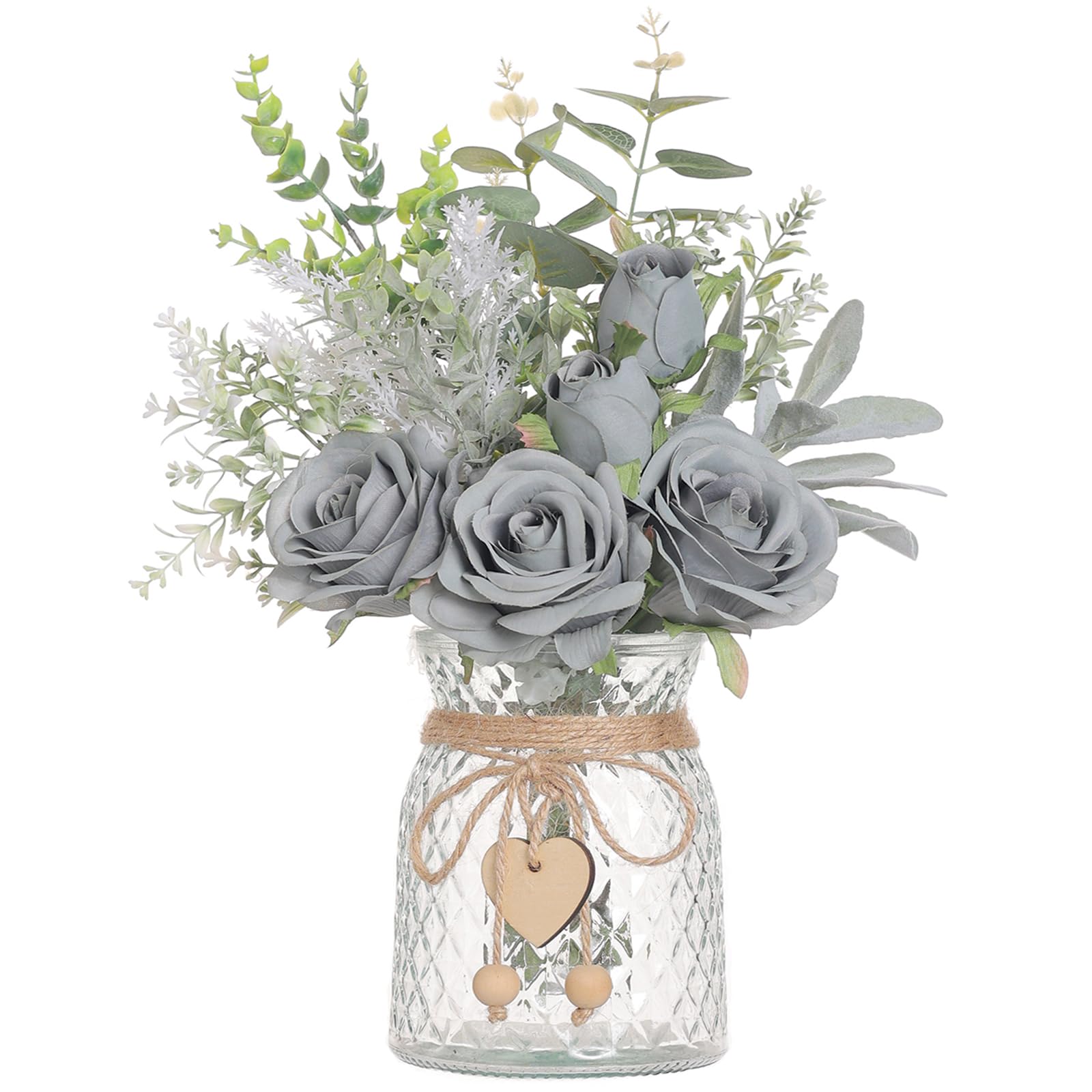 VIERENA vase gris-bleu vu de face pour déco de table