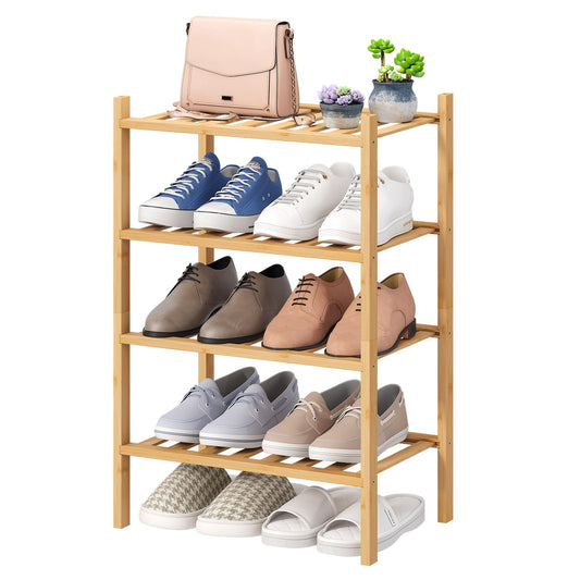 viewcare vue de face de l'étagère à chaussures compacte montrant gain de place