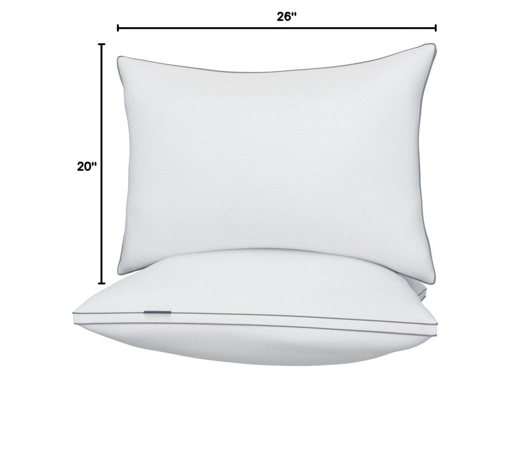viewstar oreiller à côté d'une règle montrant taille standard 20x26"