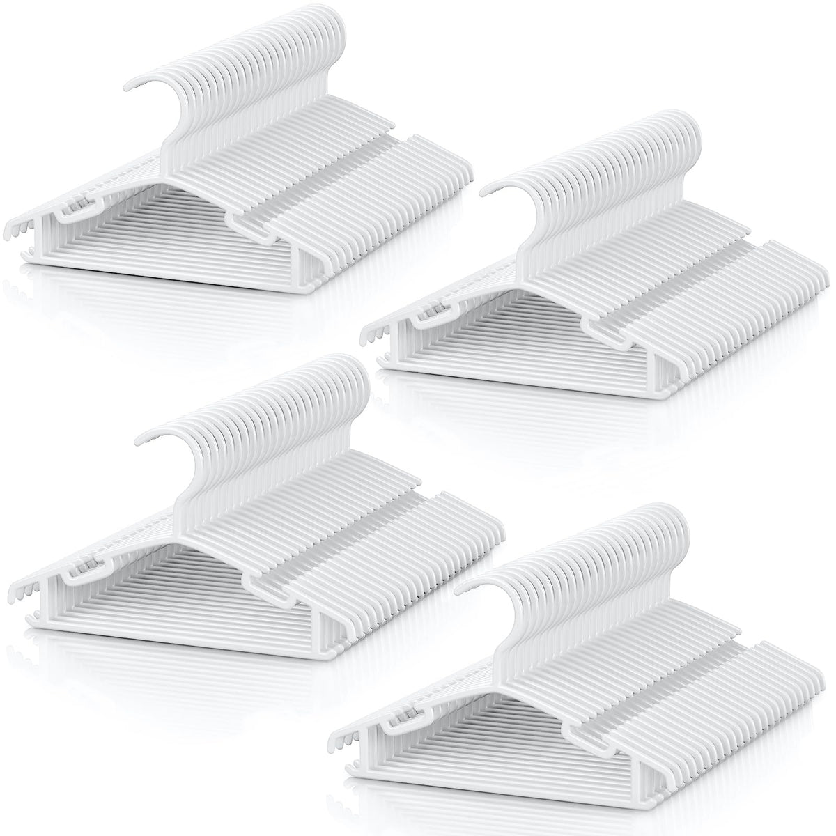 VILICK paquet de 100 cintres blancs montrant organisation pratique