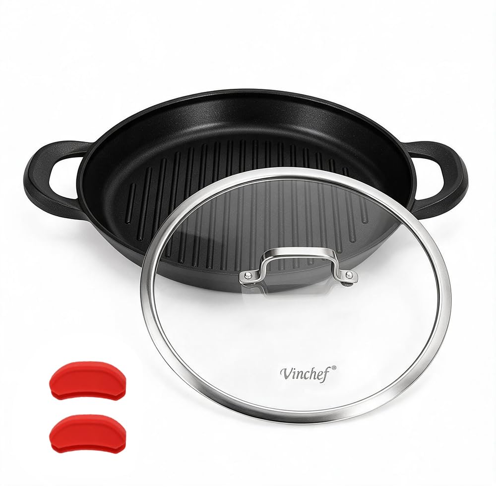 Vinchef poêle grill face avant présentant design polyvalent et rangement facile