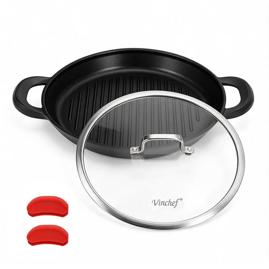 Vinchef poêle grill face avant présentant design polyvalent et rangement facile