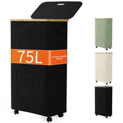 Vincona panier à linge face avant noir montrant design compact et gain d’espace