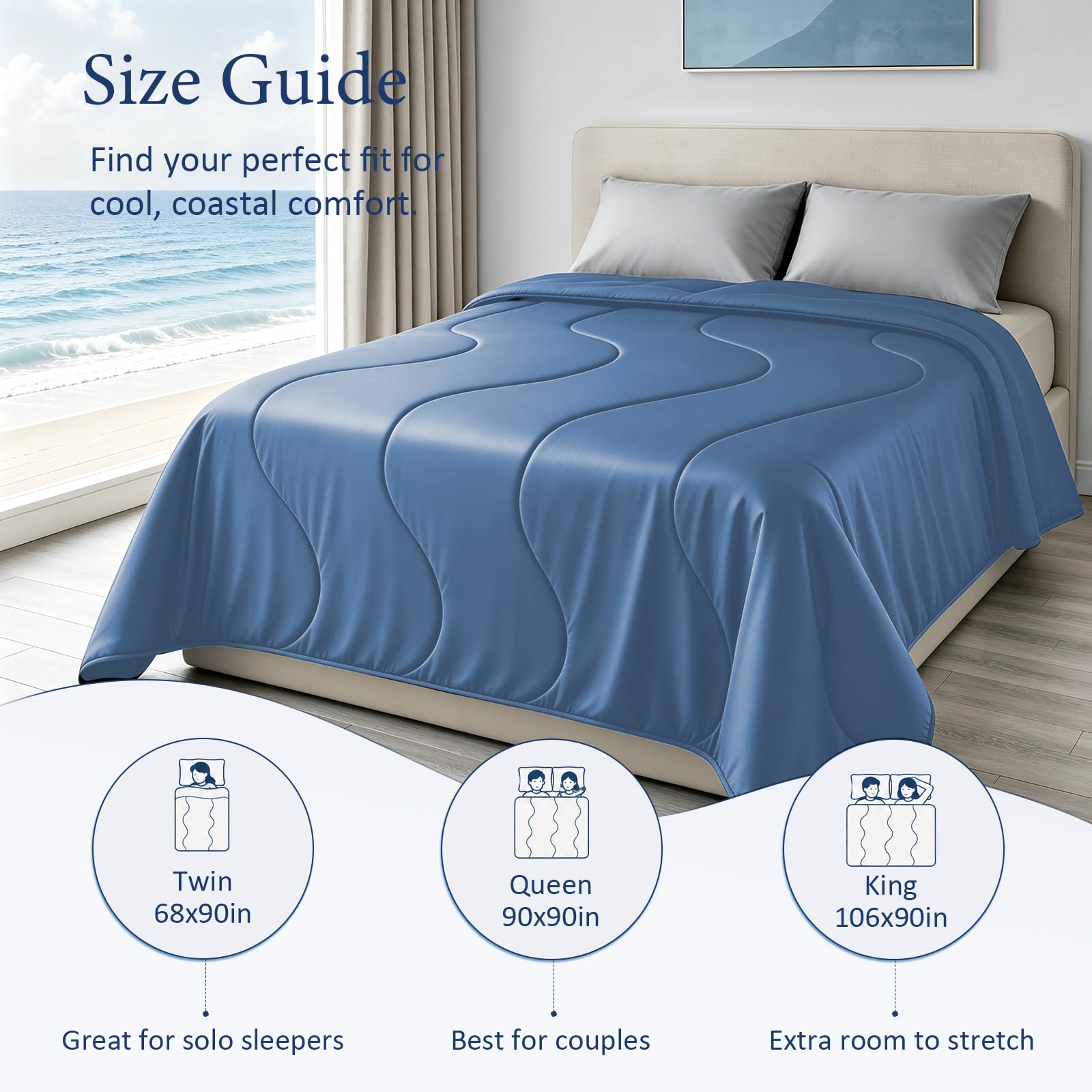 Vine Voice couette queen 90x90 comparée à oreiller pour taille