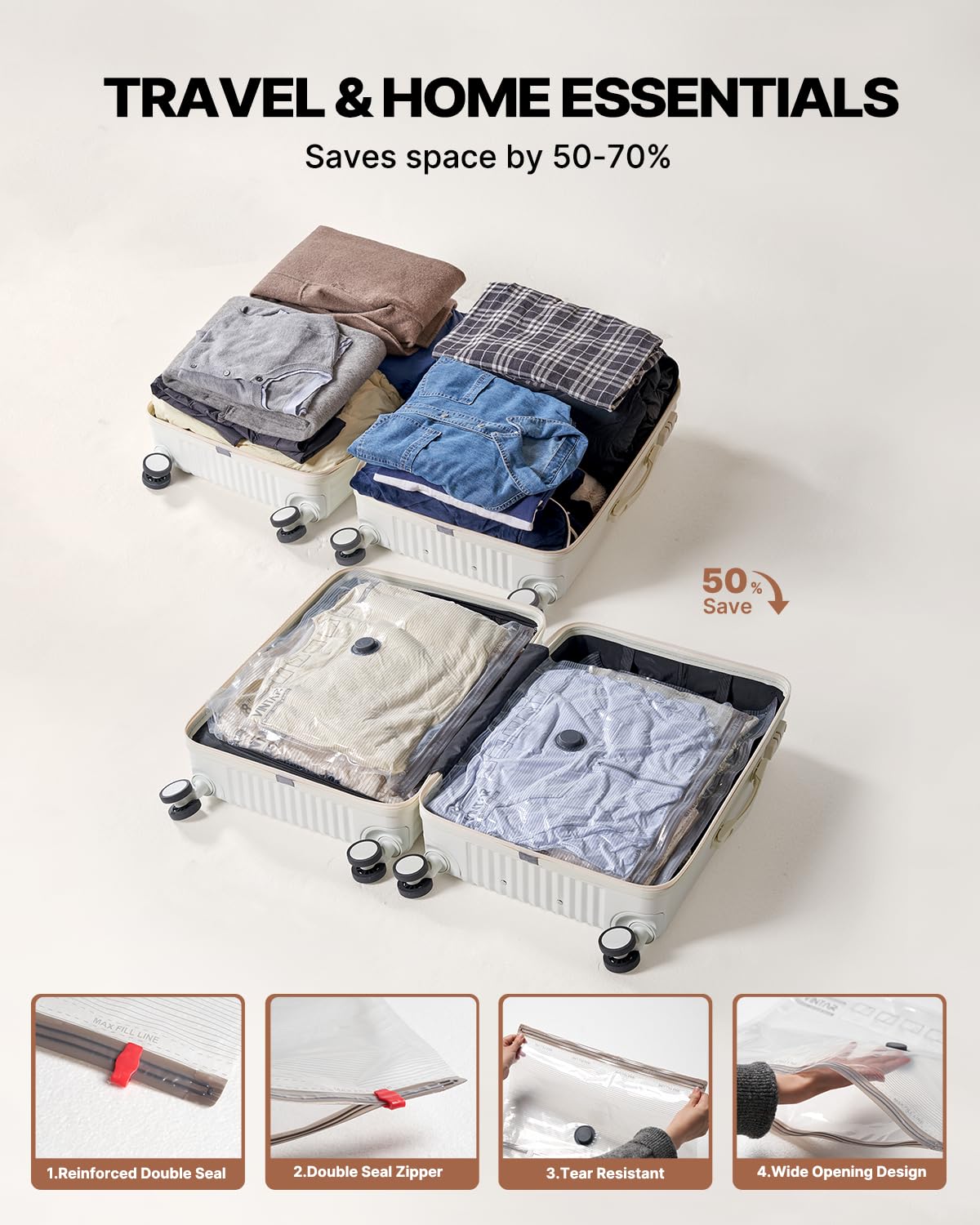VINTAR sac jumbo compressé contenant une couette pour gagner de l’espace
