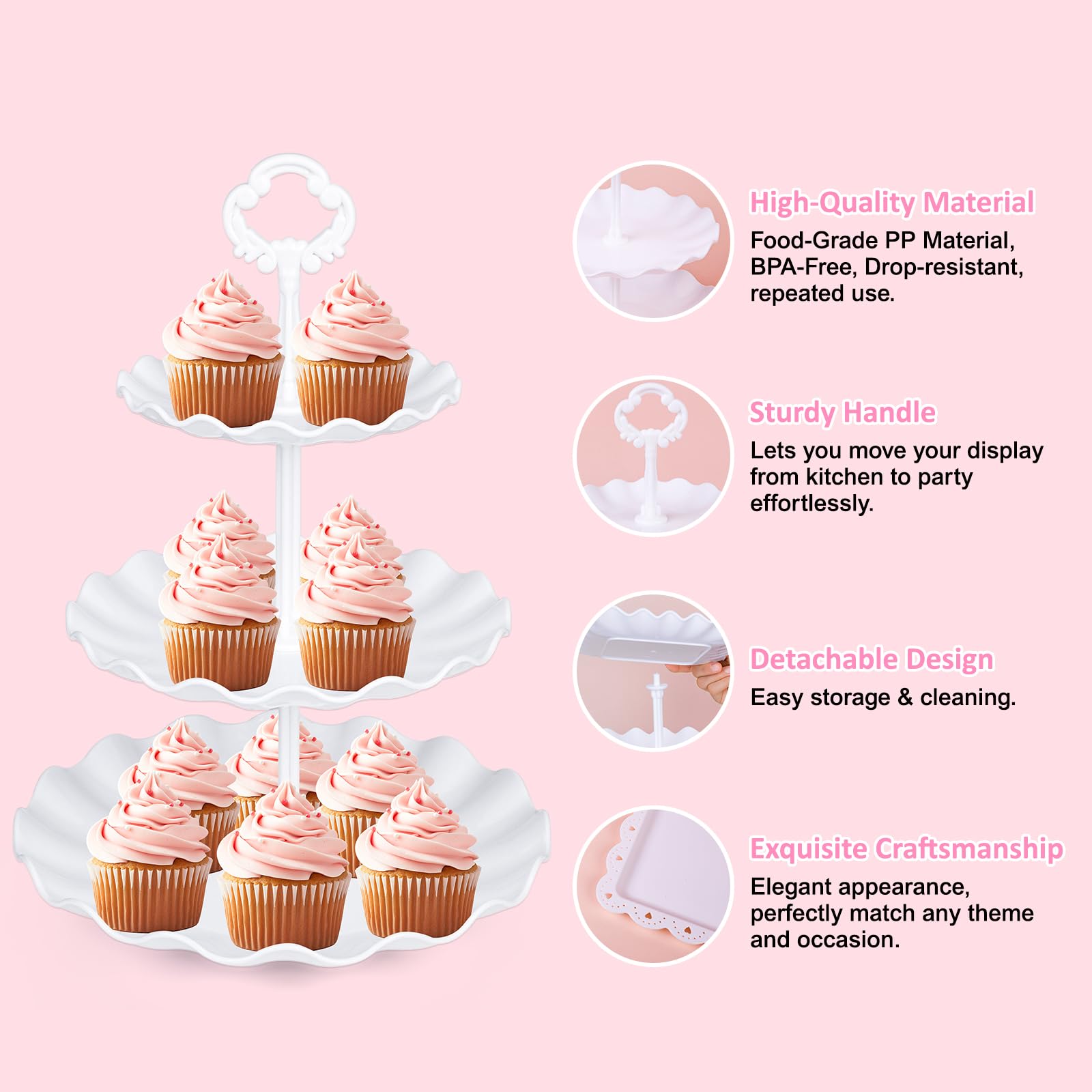 VISCOO plateau rectangulaire garni de cupcakes valorisant présentation professionnelle