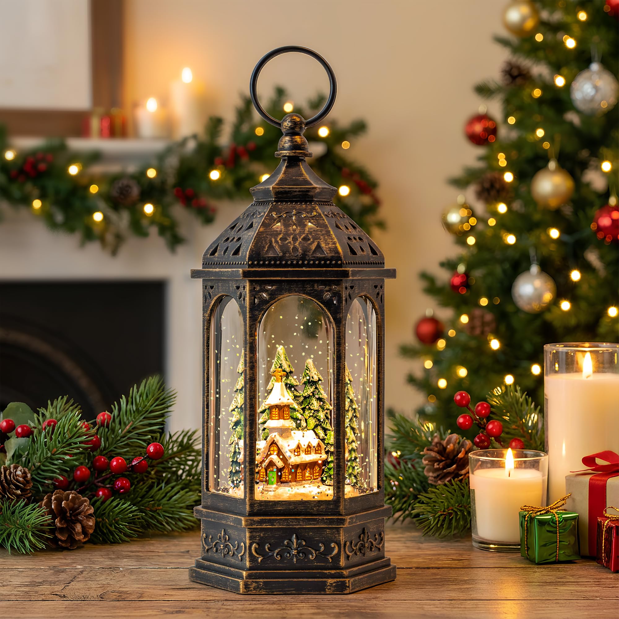 VISFLAIR lanterne posée sur une table de Noël créant une atmosphère festive immédiate
