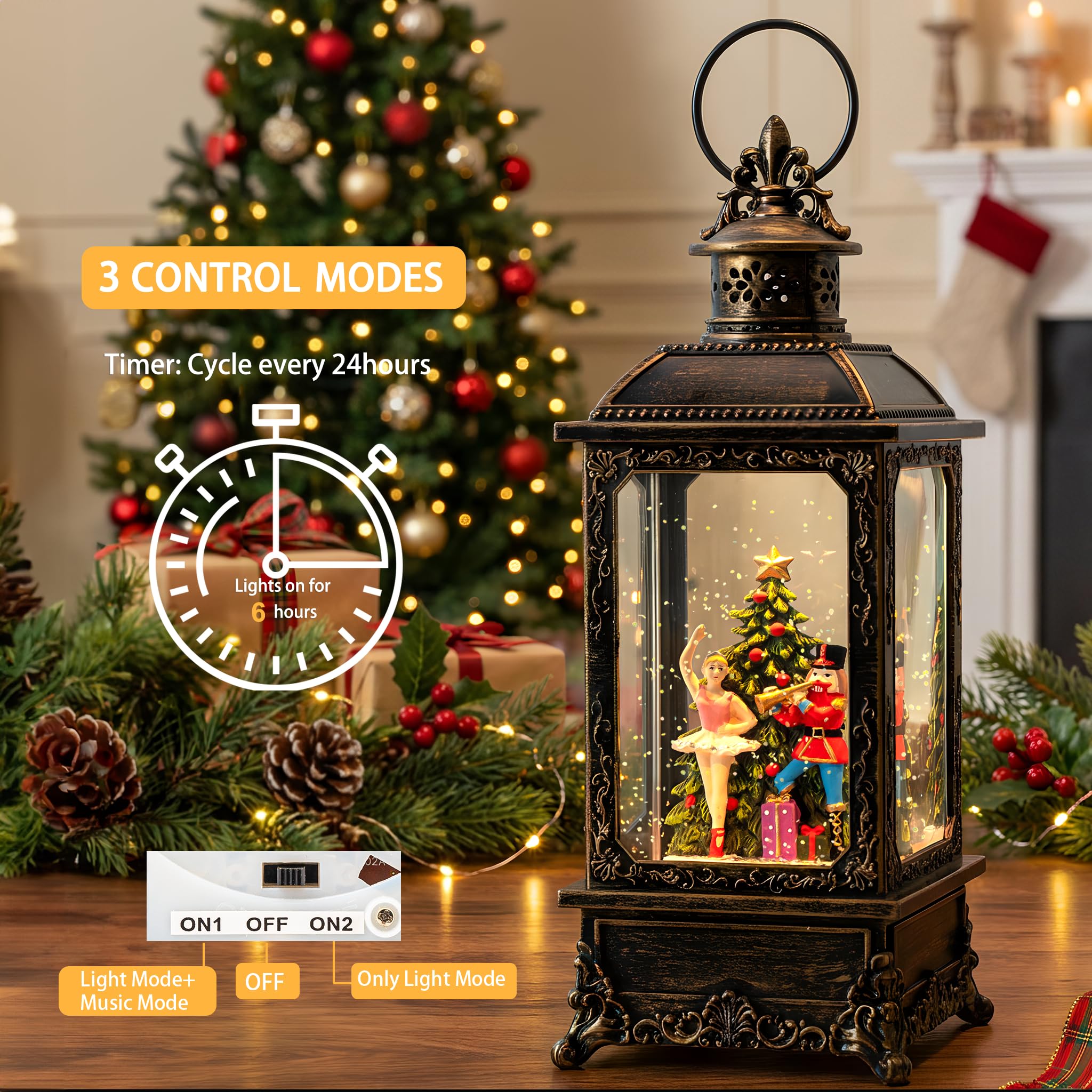 VISFLAIR éclairage LED chaud de la lanterne accentuant l'ambiance de Noël