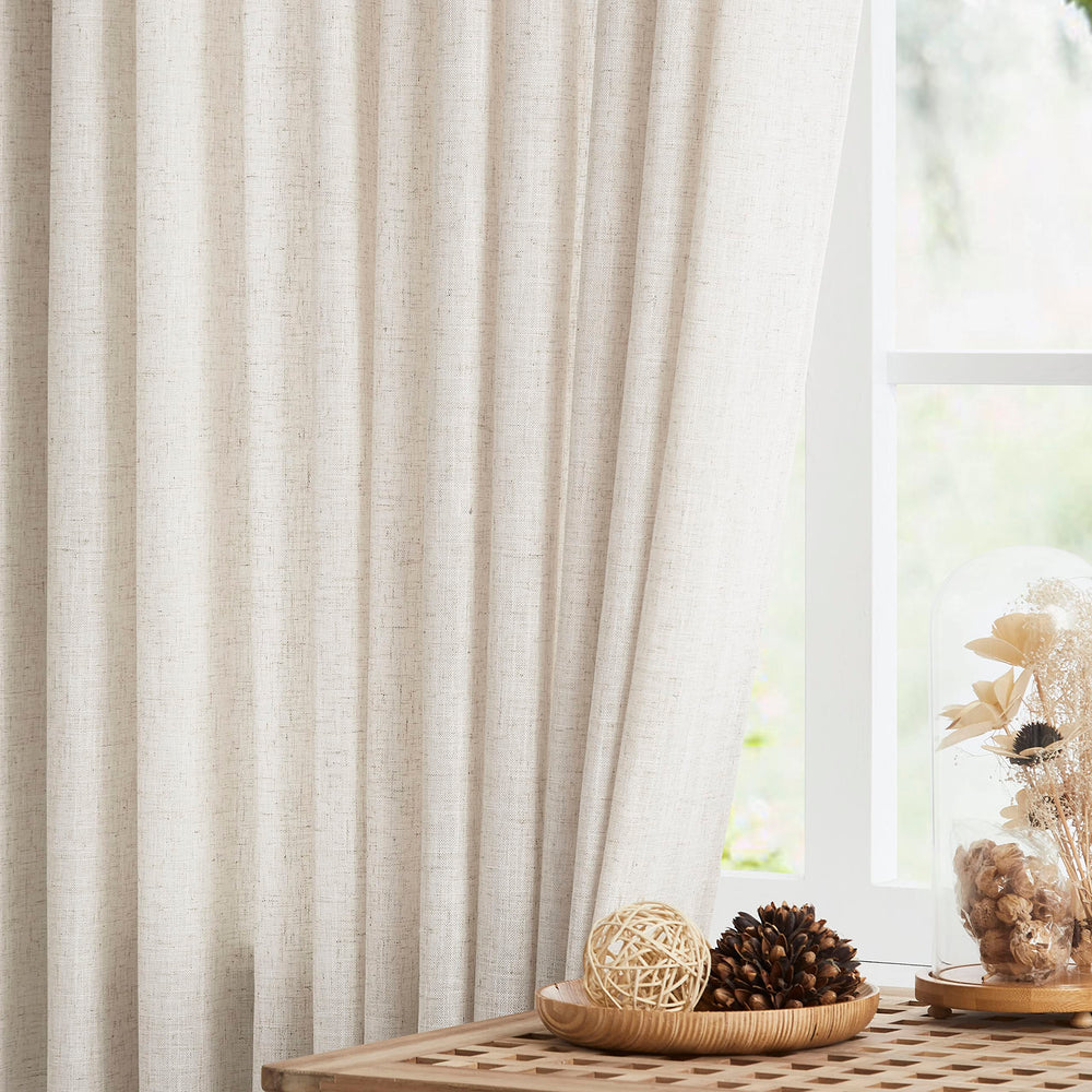 Vision Home gros plan du tissu façon lin montrant texture naturelle et élégance