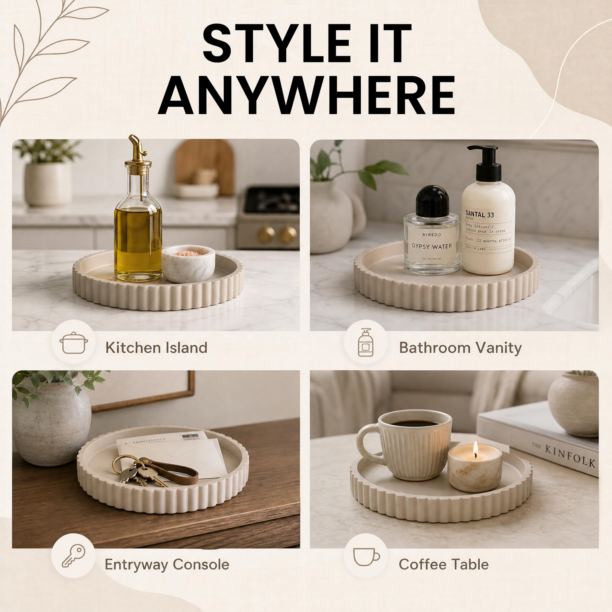 Vivere Home comparaison taille avec main illustre diamètre 11 pouces pratique