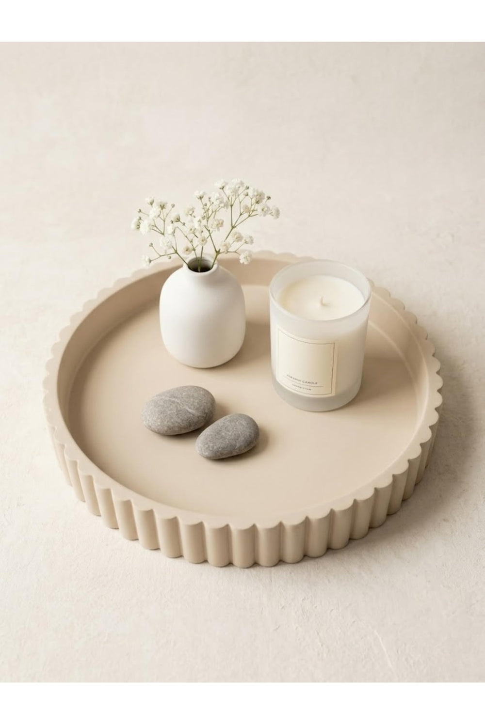 Vivere Home plateau rond face avant montrant silhouette élégante et stabilité
