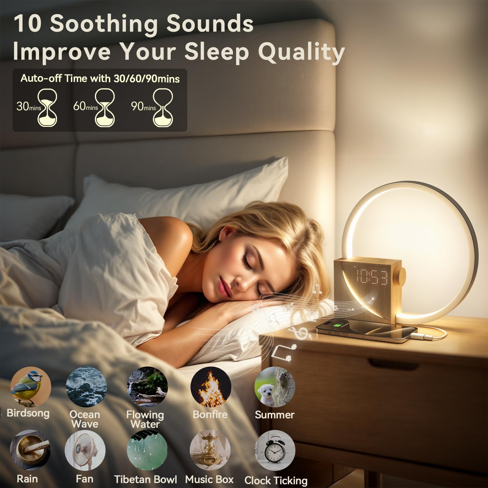 Vivilumens lumière de nuit à trois niveaux, réglage tactile pour lecture ou relaxation