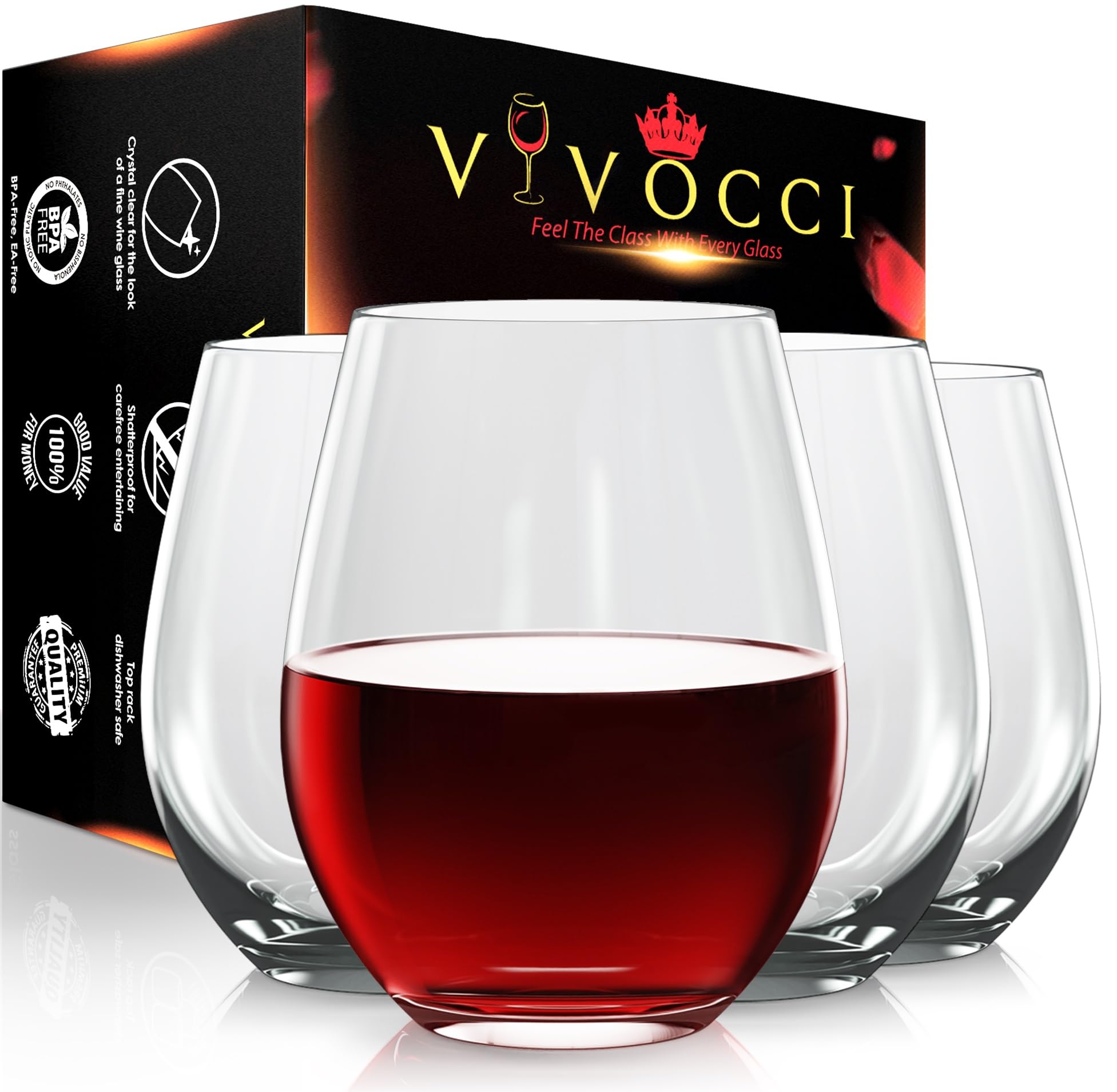 Vivocci verre sans tige vue de face élégant et solide