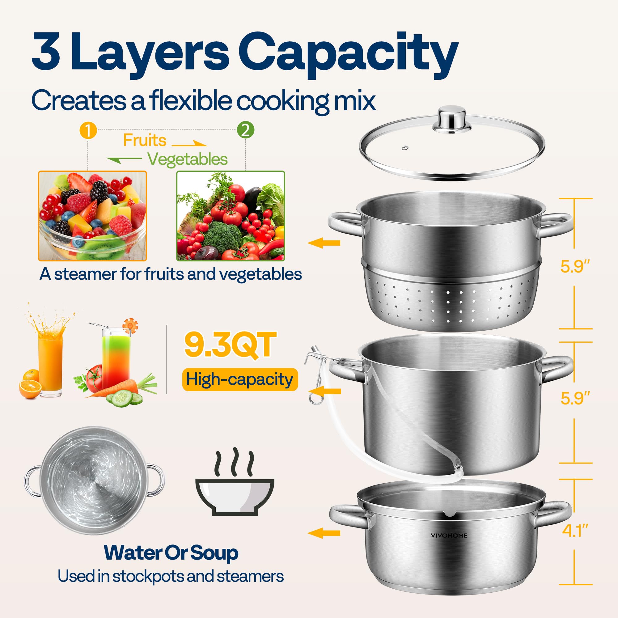 VIVOHOME panier intermédiaire rempli de fruits illustrant extraction efficace