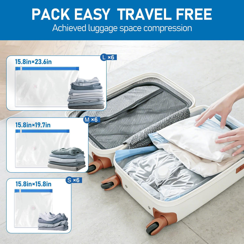 VMstr sacs plats disposés par taille, organisation claire pour optimiser la valise