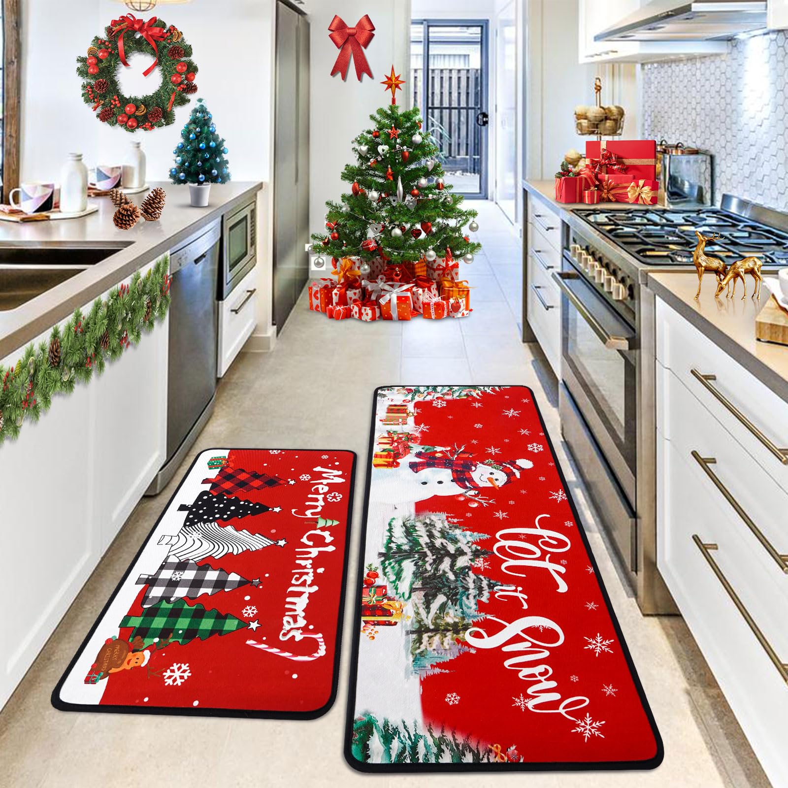 Voanos tapis de cuisine vue avant emballage, décor festif pratique