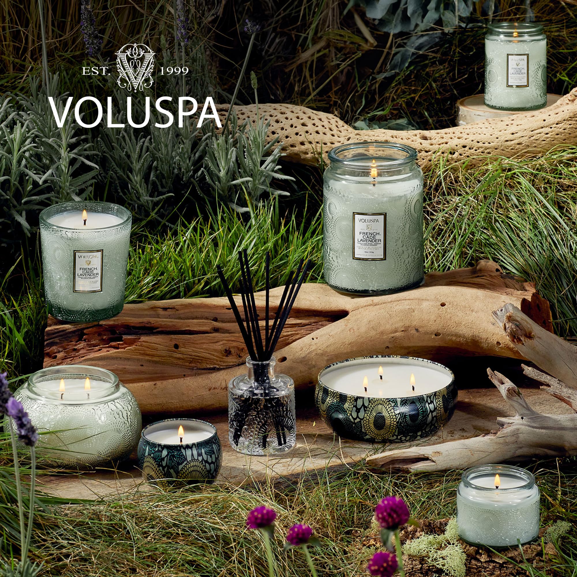 Voluspa présenté en emballage cadeau prêt à offrir pour anniversaires et housewarmings