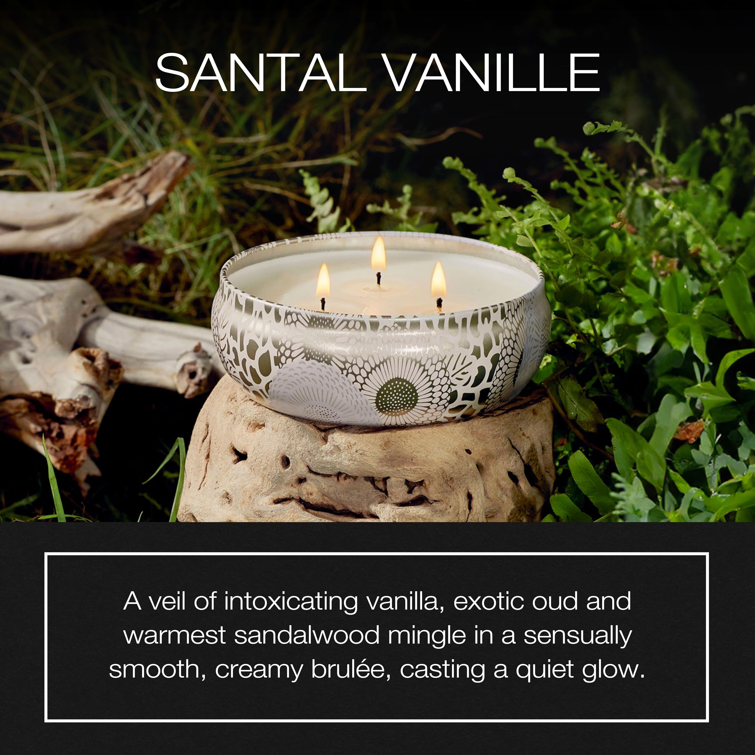Voluspa santal vanille trois mèches distribuées pour diffusion parfumée uniforme