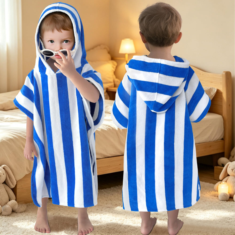 VOOVA & MOVAS poncho devant rayures bleues, douceur et absorption