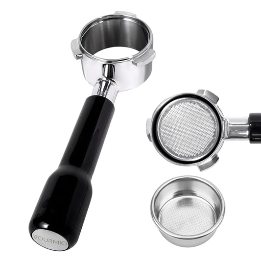 VOURMIO porte-filtre frontal montrant forme ouverte et contrôle d'extraction