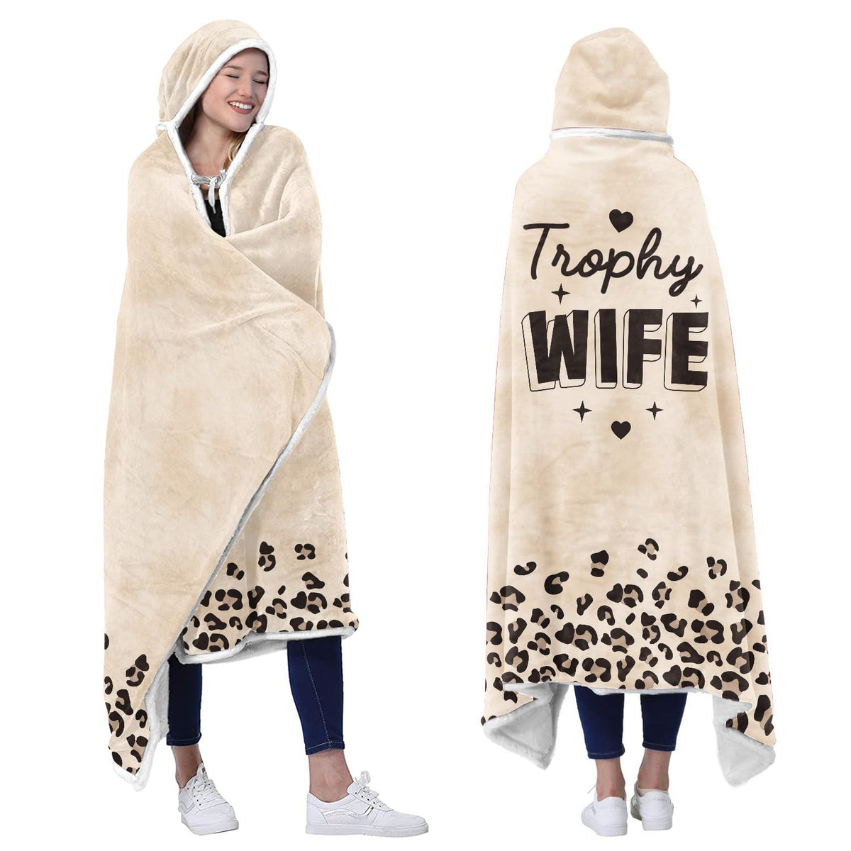 Vprintes plaid à capuche vu de face montrant le design romantique et confort immédiat