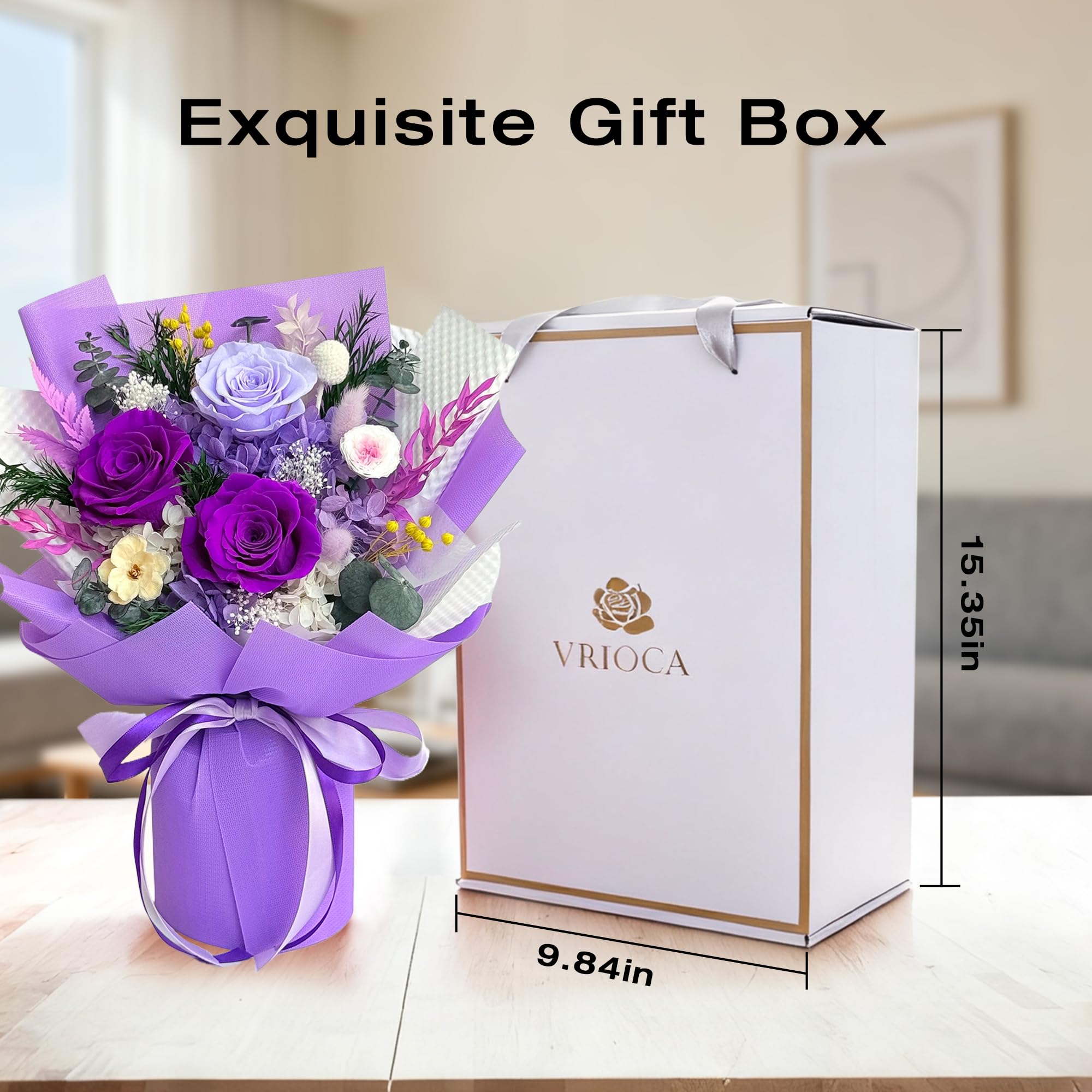 Vrioca ambiance salon bouquet durable valorisant la décoration intérieure