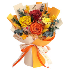 Vrioca bouquet dans boîte ouverte montrant présentation prête à offrir