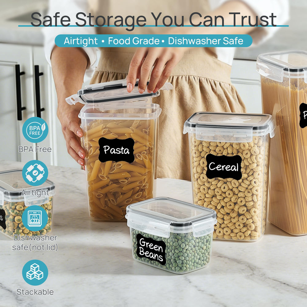 Vtopmart boîtes en situation avec céréales et pâtes, rangement organisé