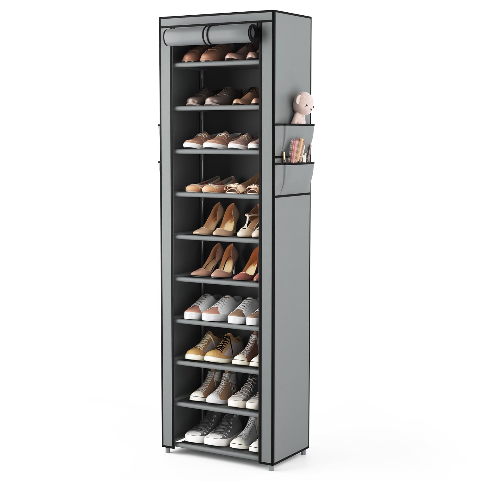 VTRIN vue de face du meuble chaussures 10 étages optimise l’espace